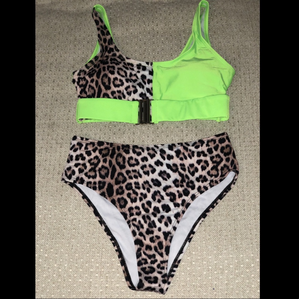 Size S • Lime Green and Leopard Bikini